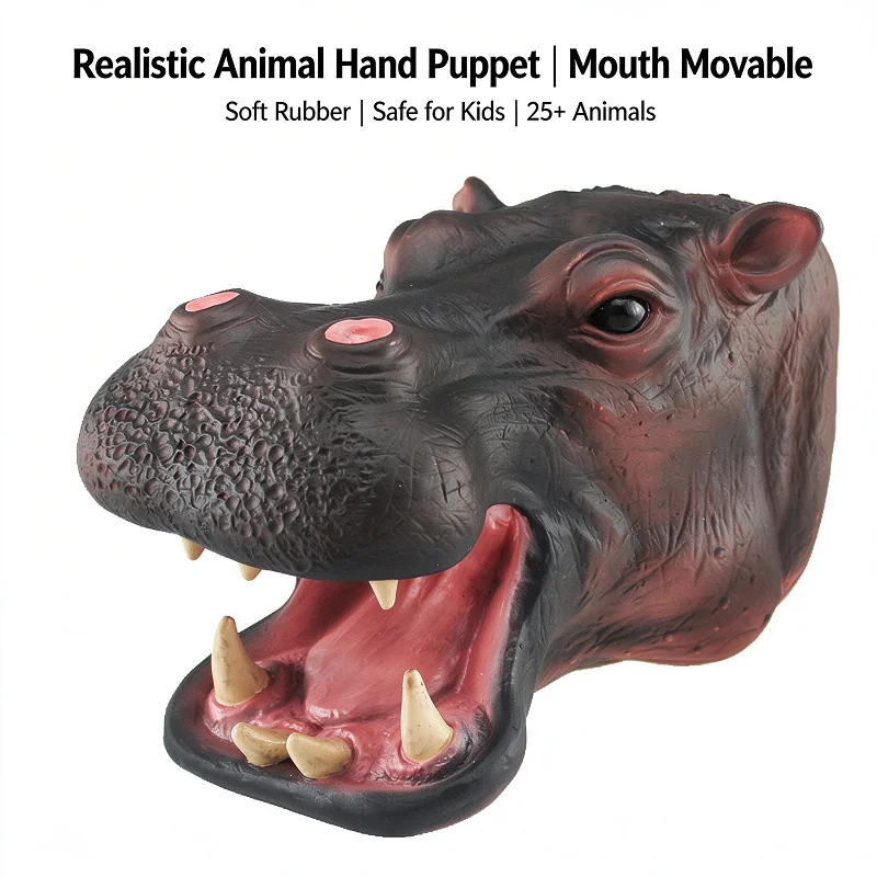 Soft Rubber Animal Hand Puppets, Dinosaur & Toucan Head Glove Toys for Kids, Interactive Educational Role Play Birthday Gift