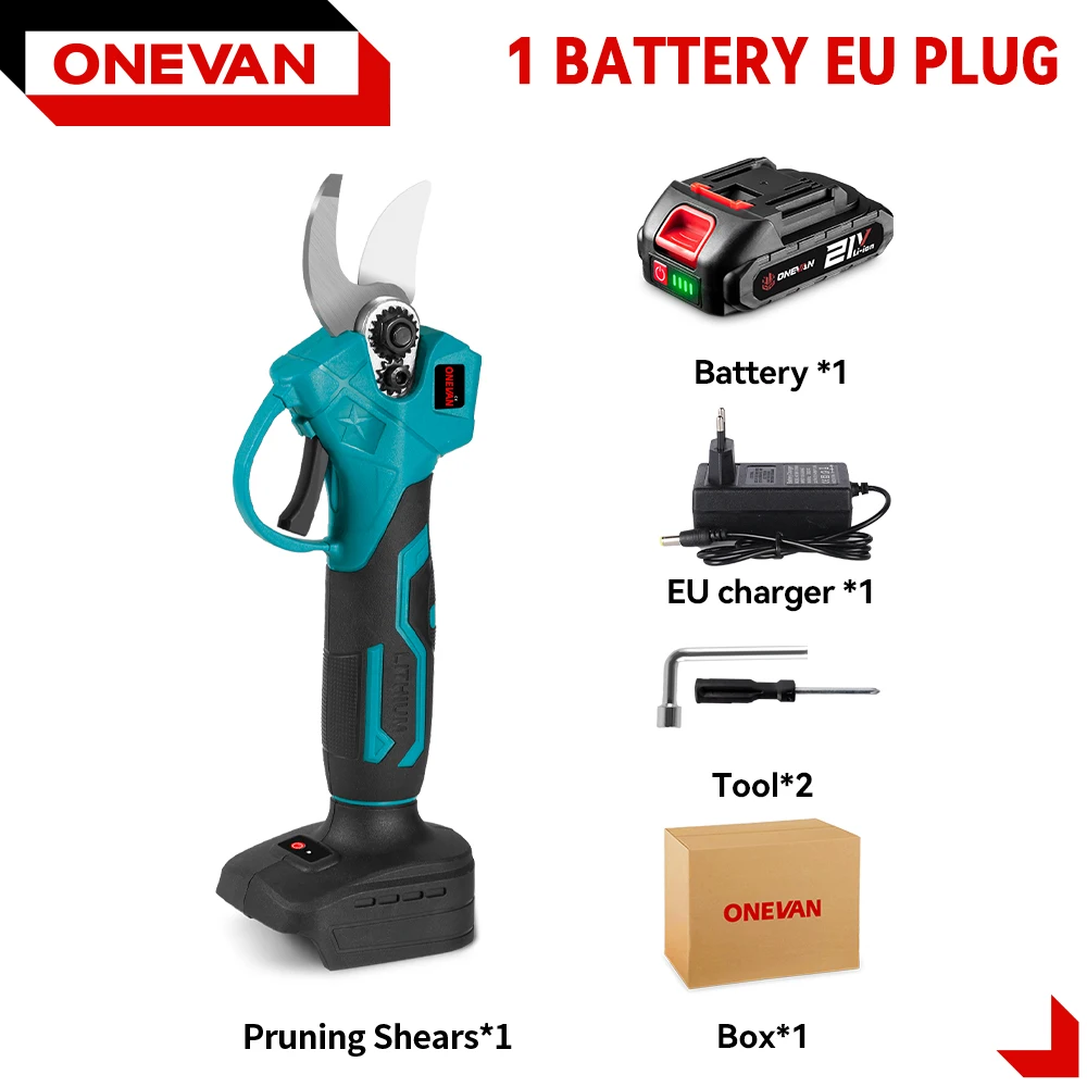ONEVAN 30MM Borstelloze Elektrische Snoeischaar Fruitboom Bonsai Draadloze Elektrische Schaar Tuingereedschap Voor Makita 18V Accu