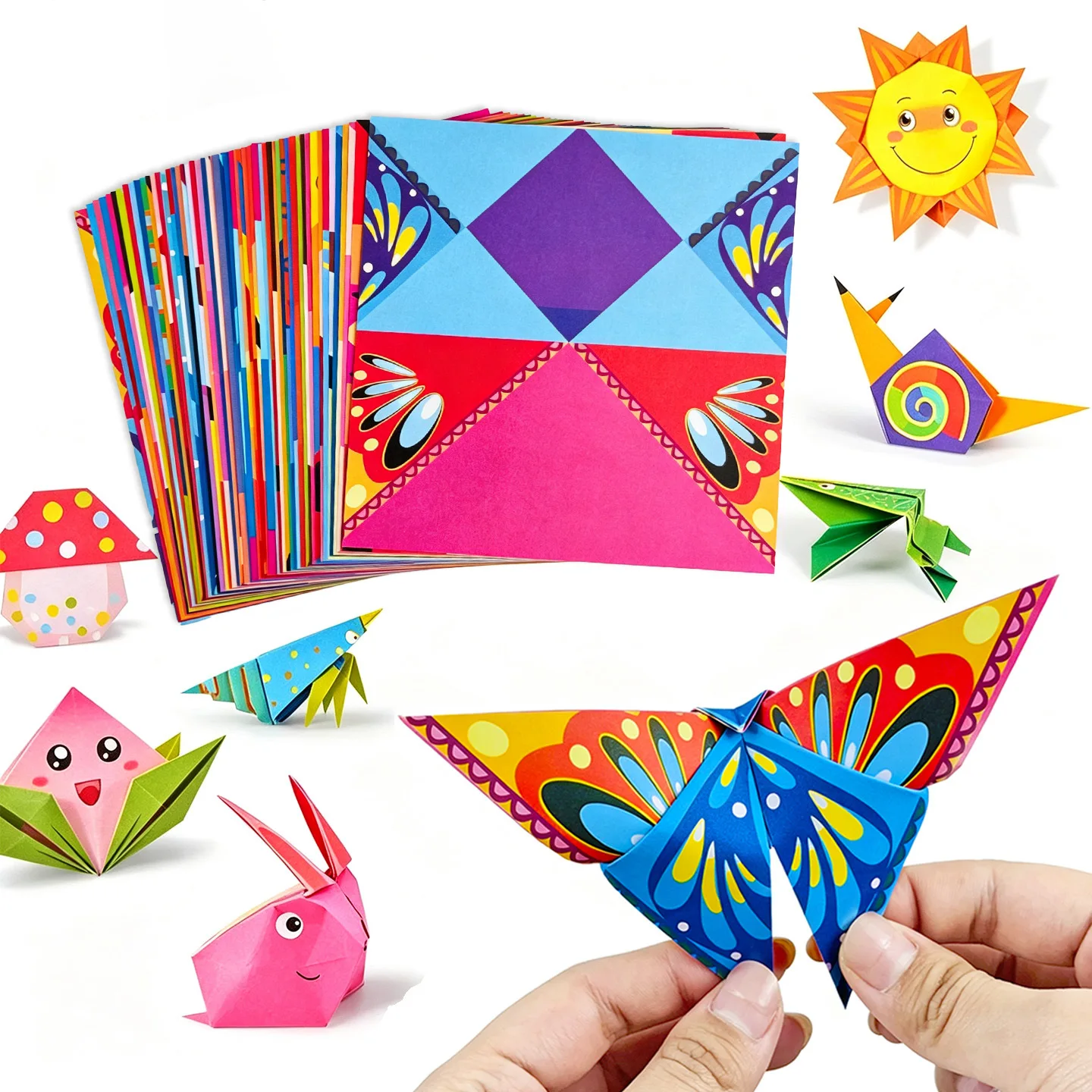 Complete Origami Starter Set with 30 Colorful Sheets Step by Step Guide Book for DIY Paper Folding Craft Projects Fun Activity