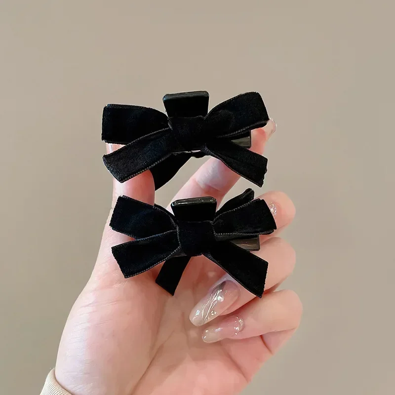 Korean 2pcs Velvet Bow Small Hair Claw Princess Velvet Bow Hair Clip Claw Clamp Women Headwear Girls Women