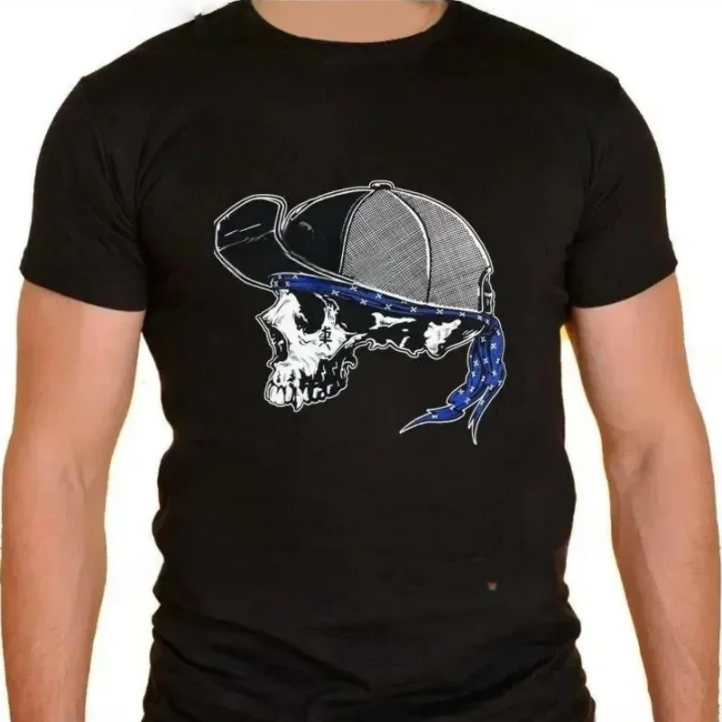 T-shirt Punk crâne métal Mulisha pour hommes et femmes, Économie en pur coton, Vêtements Harajuku, Graphique, Haute qual