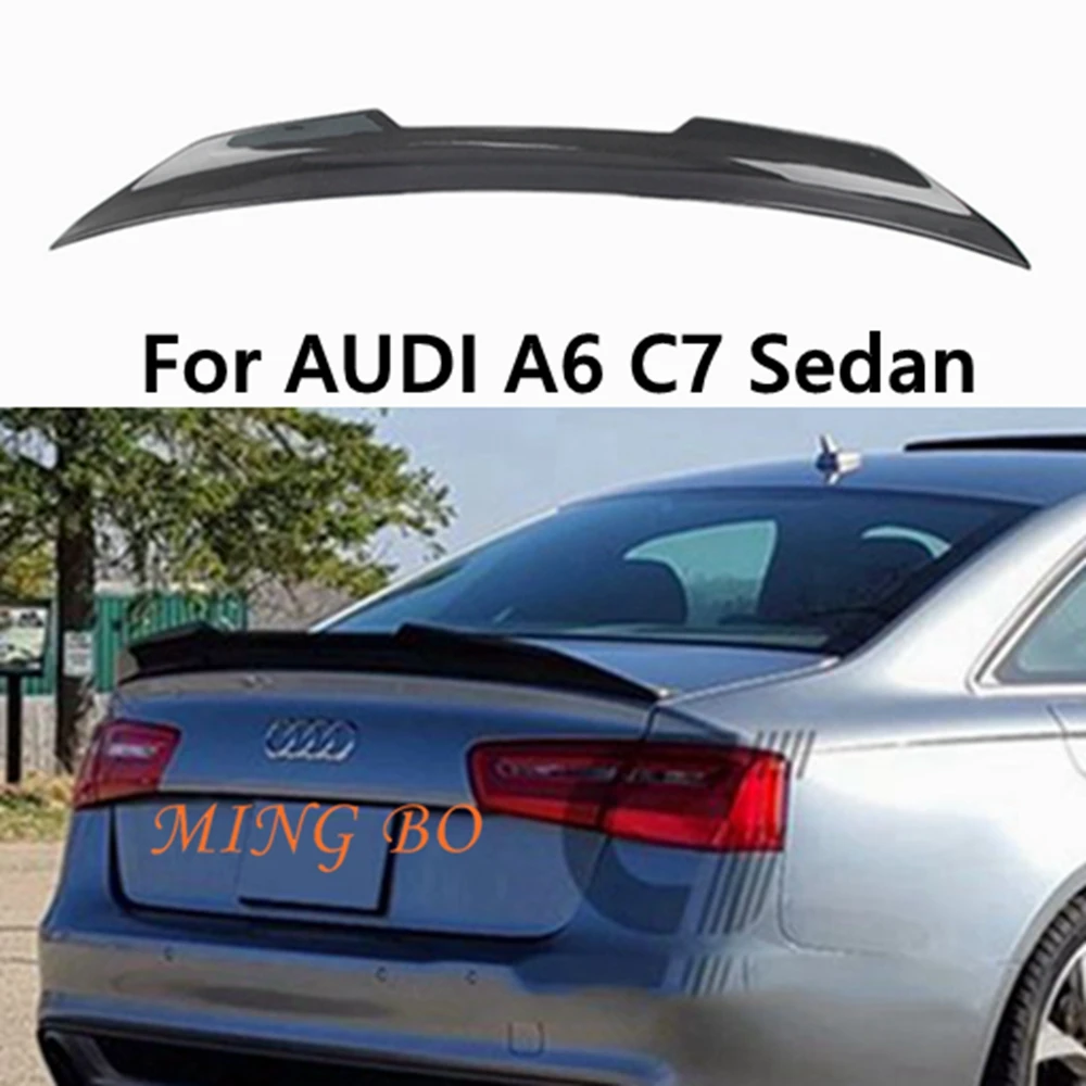 

For AUDI A6 C7 Sedan PSM Style Carbon Fiber FRP unpainted glossy black Forged carbon Rear Spoiler 2012-2016 Trunk Wing