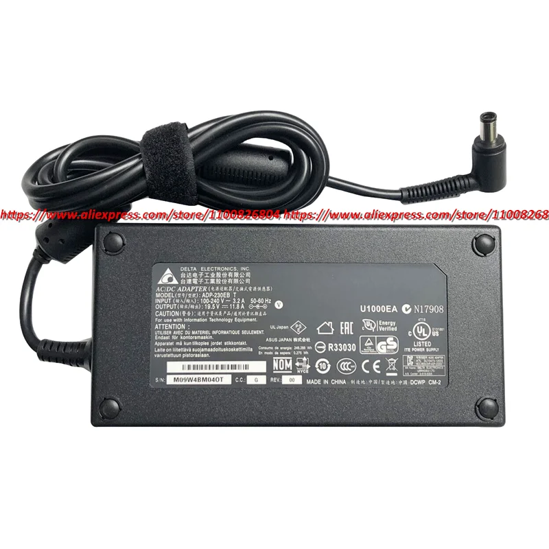 Adaptador de carregador portátil adp-230eb t 19.5v 11.8a 230w, adaptador AC para msi ge63vr ge73vr 7rf raider gt72 2pe 6qe gt72s ms-1782 dominator pro