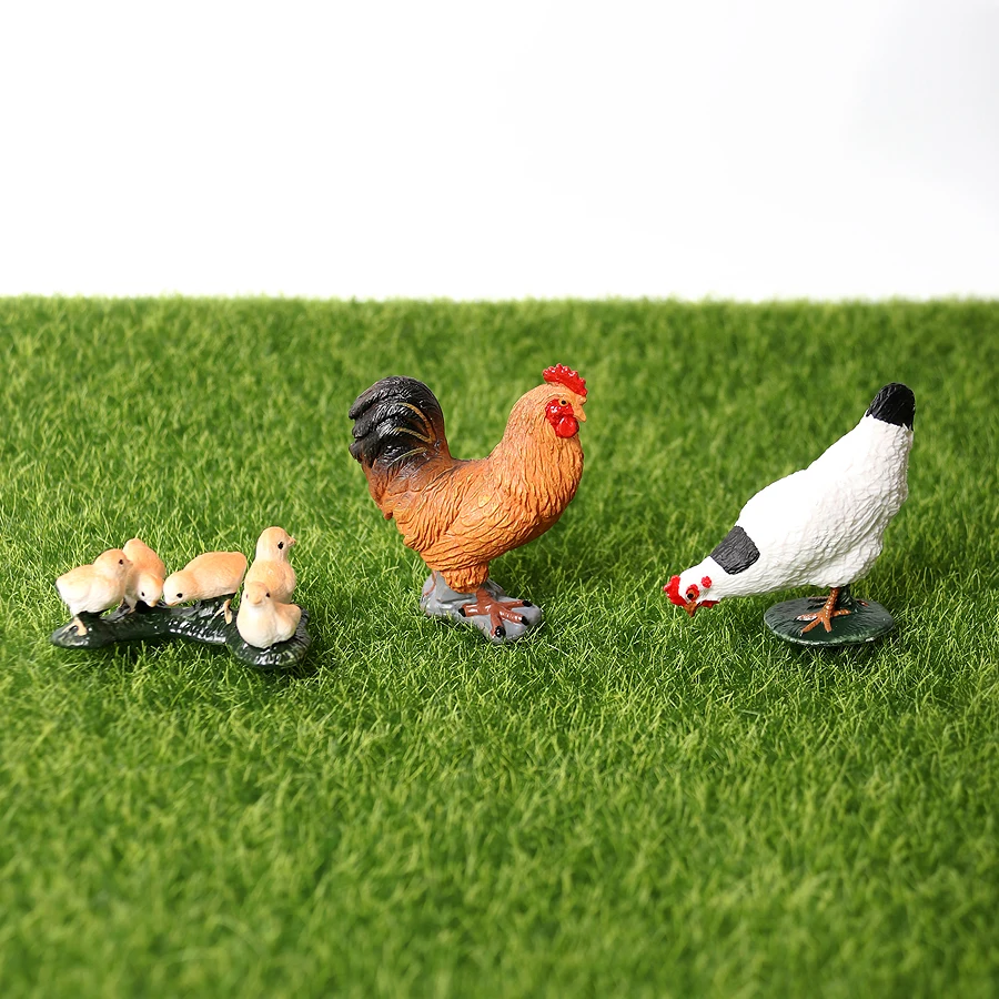 Realistic Plastic Farm Animals Figurines Goose Duck Hen Chicken Chick Poultry Animal Models Playset 3pcs for Kids and Toddlers