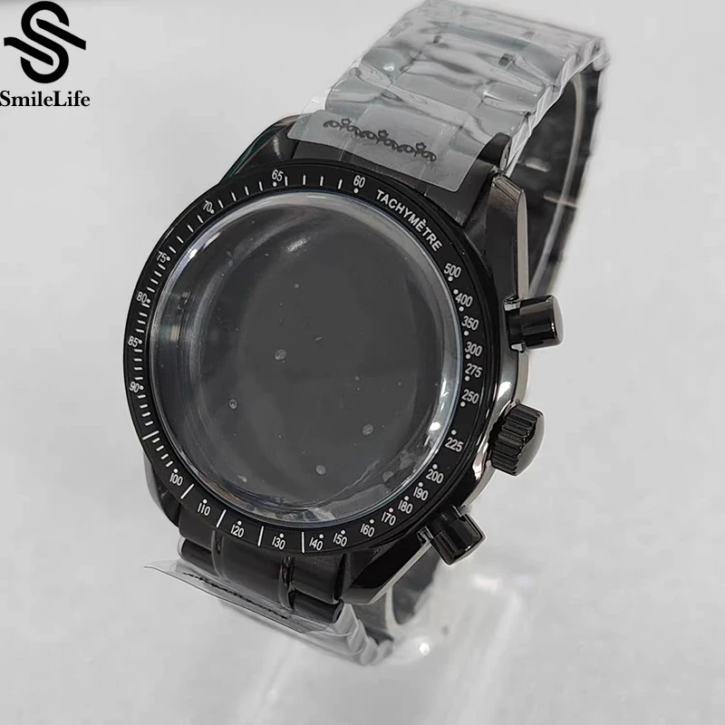 

SmileLife VK63 40 мм корпус из минерального стекла, черный корпус с ремешком из нержавеющей стали, подходит для VK63, аксессуары для кварцевых часов