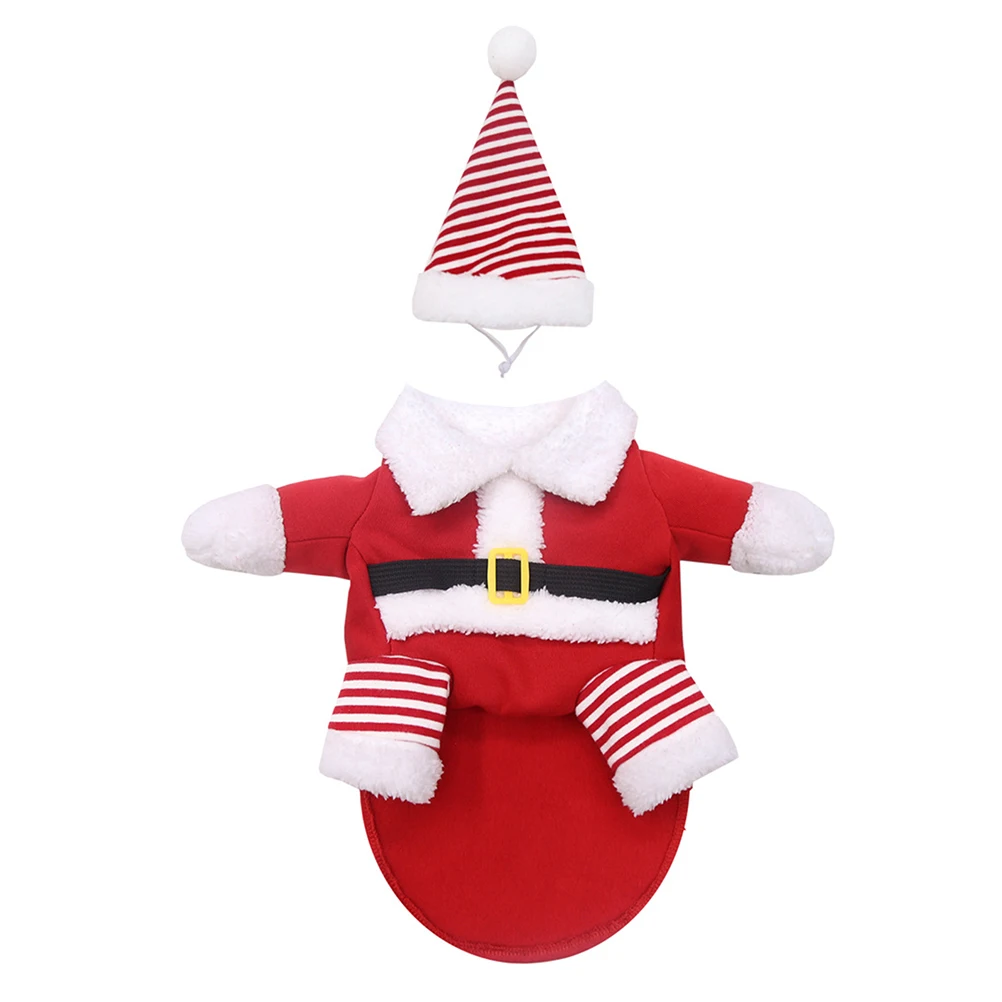 

1 set Xmas Pet Costume For Dog Christmas Party Outfit With Hat Holiday Cosplay Lightweight Durable Easy Wear Funny Costume Dog