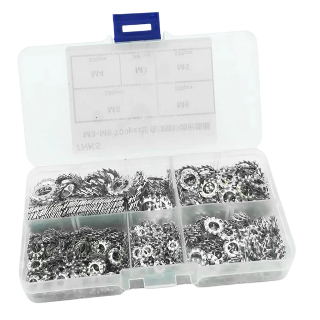 Locking Washers( Mixed 700 Pack) 3/4/5/6/8mm External Star Washer