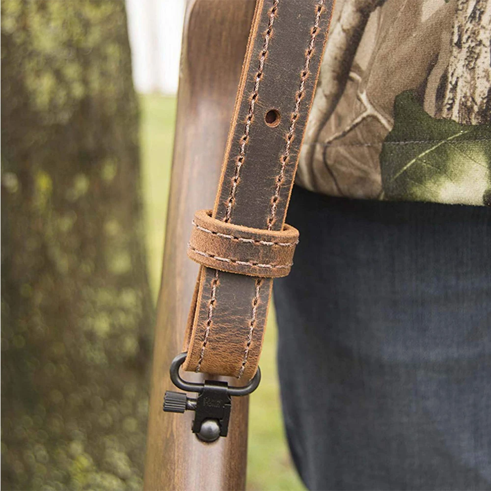 1.25/1.35 inch Tactical Genuine Leather Sling Strap for Ruger Remington 870 Adjustable Shoulder Strap Sling Hunting Accessories view 2