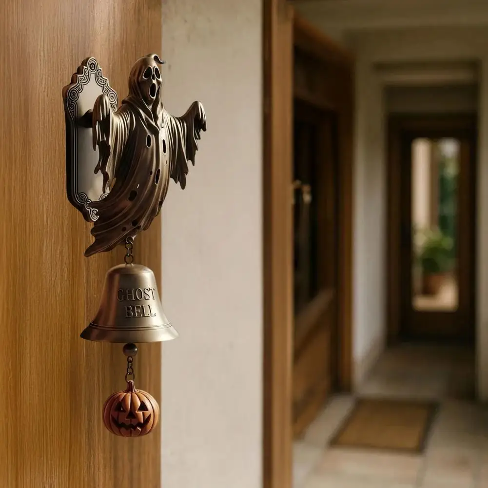 

Хэллоуин дверной звонок орнамент винтажный металлический жнец ведьмы призрак тыква человек дверной звонок входная дверь настенное крепление Декор Добро пожаловать колокольчик