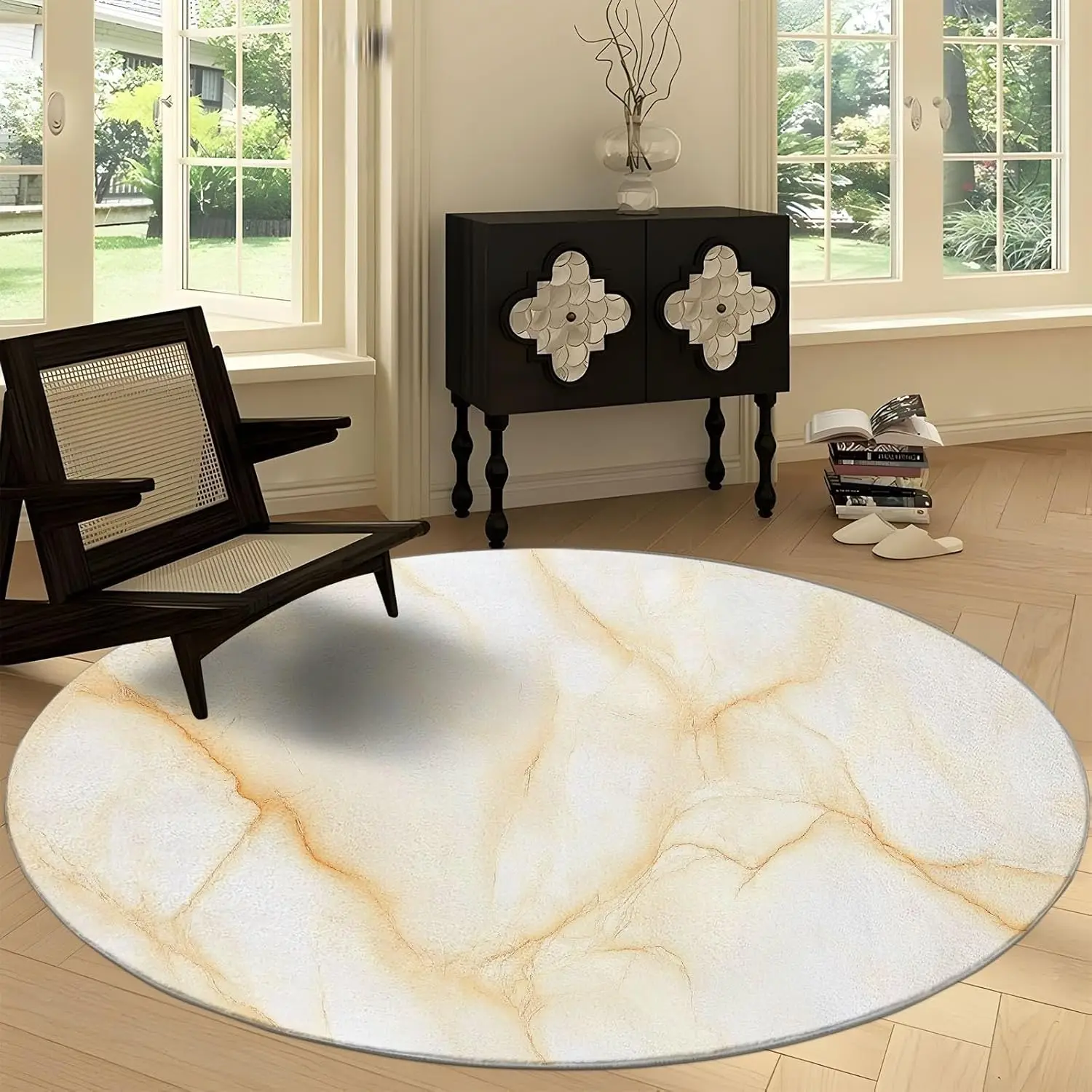 

Моющийся темно-синий круглый ковер — нескользящий мягкий ковер с морской волной и текстурой парусника для спальни, столовой