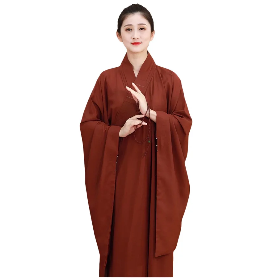 

CLYFAN Traditional Cross-Collar Buddhist Robe Soft Cotton Linen Meditation Gown for Women & Men