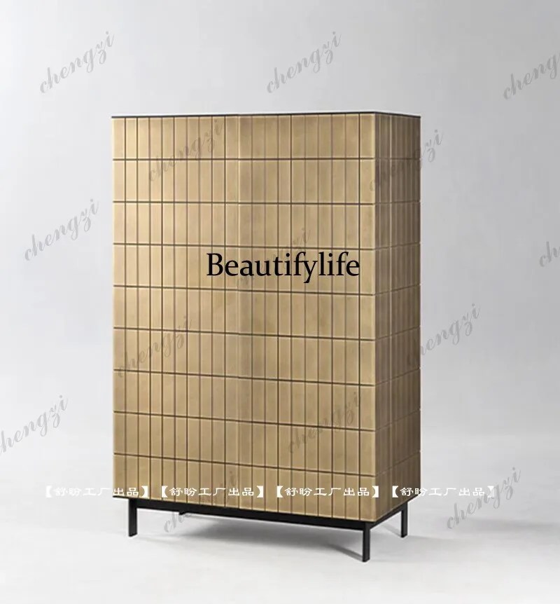 Italian medieval dining side cabinet, simple modern bar cabinet designer multi-functional geometric pattern locker