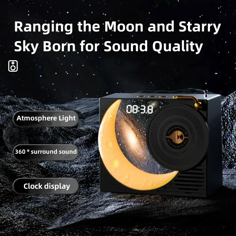 Caixa De Som HiFi Bluetooth Speaker Portable Subwoofer Audience Home Music Center Starry Vintage FM Radio Sky Light with Colock