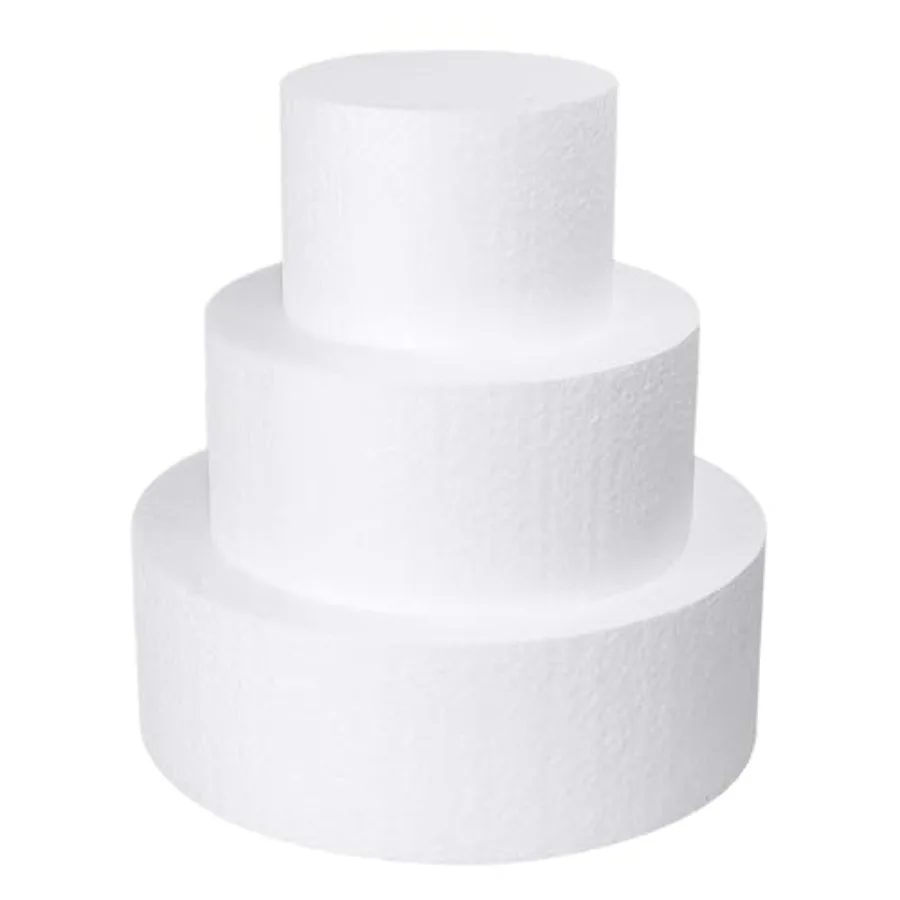

3 Tiers Foam Cake Dummies 4" 6" 8", White Dummy Cakes Styrofoam Sets, 9 Inch Tall Fake Cake, Dummy Cake for Wedding Cake Suppli
