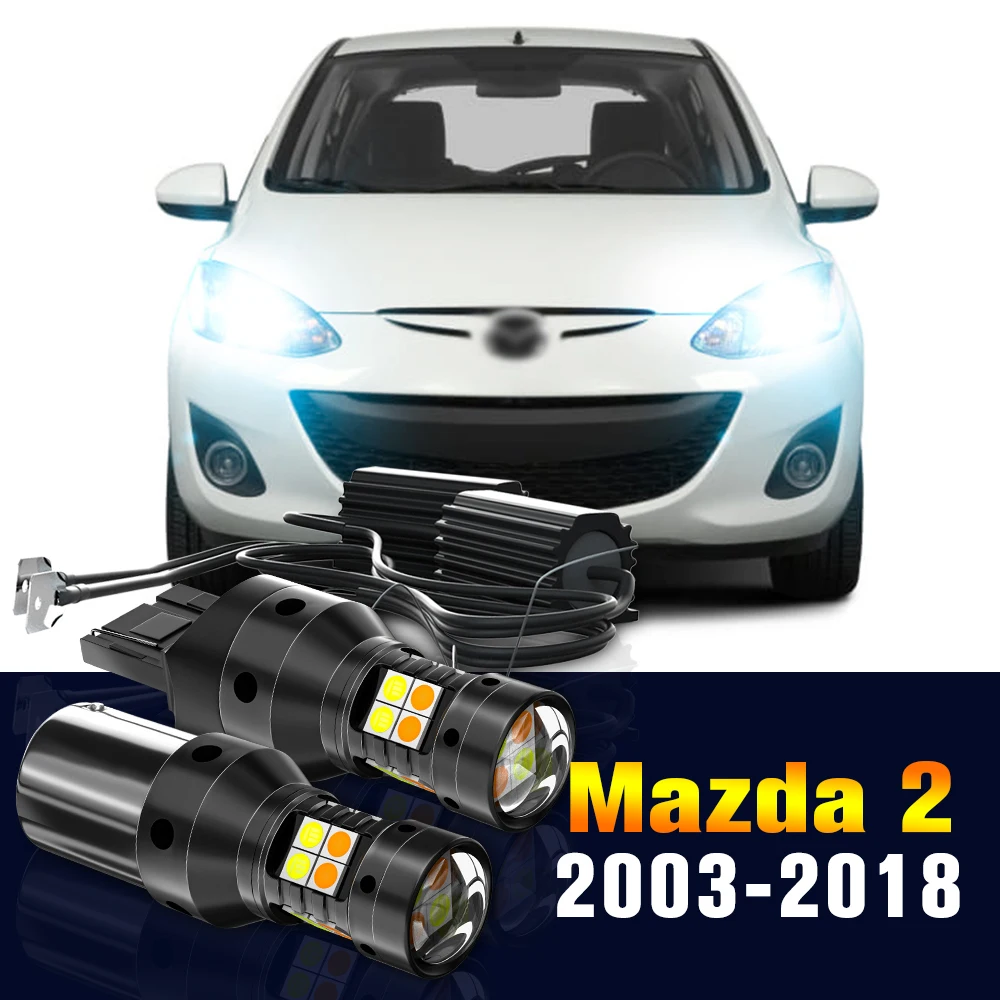 

2pcs LED Dual Mode Turn Signal+Daytime Running Light DRL Lamp For Mazda 2 DY DE DH DL DJ 2003-2018 2013 2014 2015 Accessories