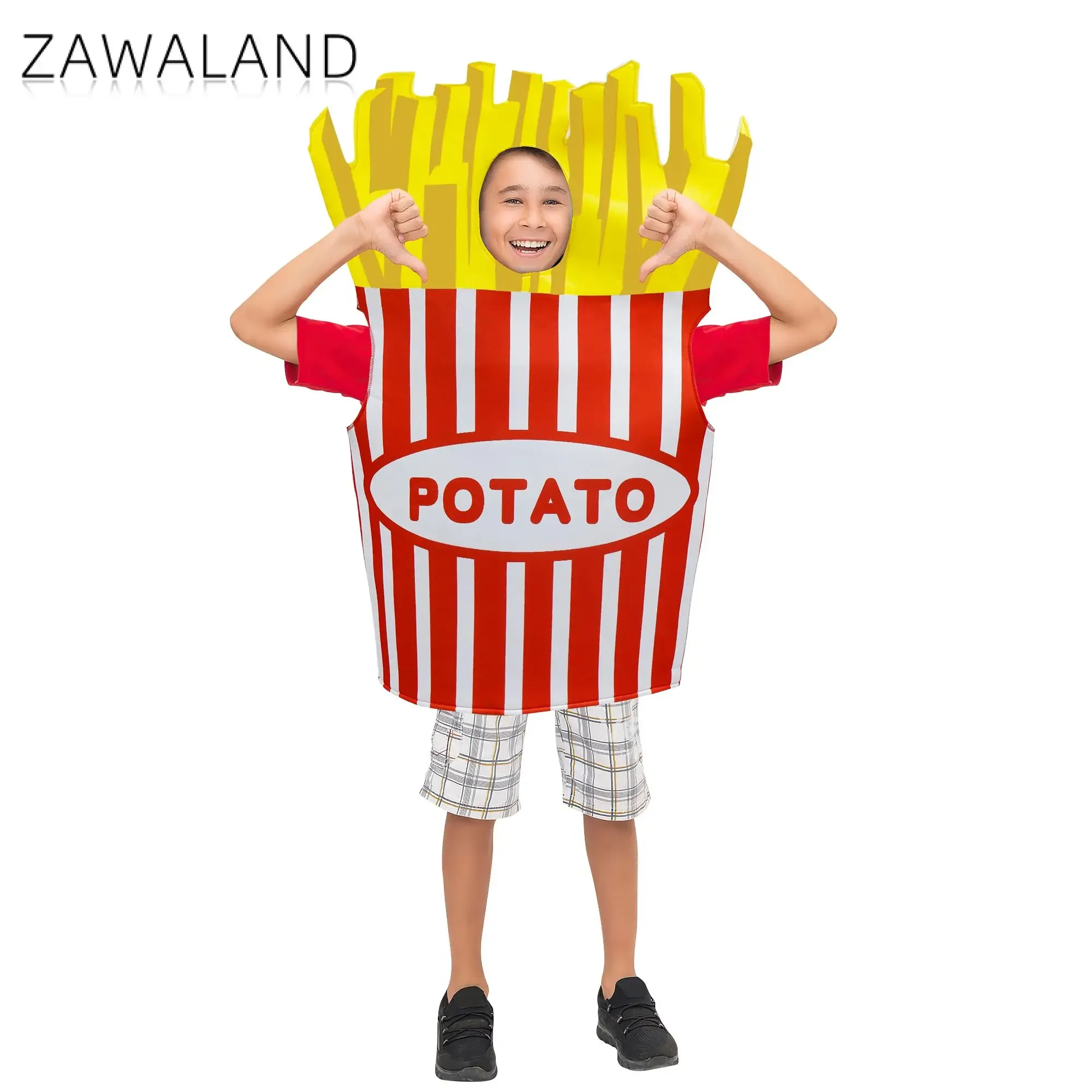 ZAWALAND-Costume de Cosplay Frites d'Halloween pour Mère et Fille, Vêtements en Éponge Imbibés de Nourriture Amusante pour