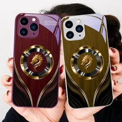 Red Cloth Patterned Dragon Purple For Iphone 15 14 13 12 Mini 11 Pro Max X XS XR 7 8 Plus 2020 22 SE Tempered Glass Phone Case