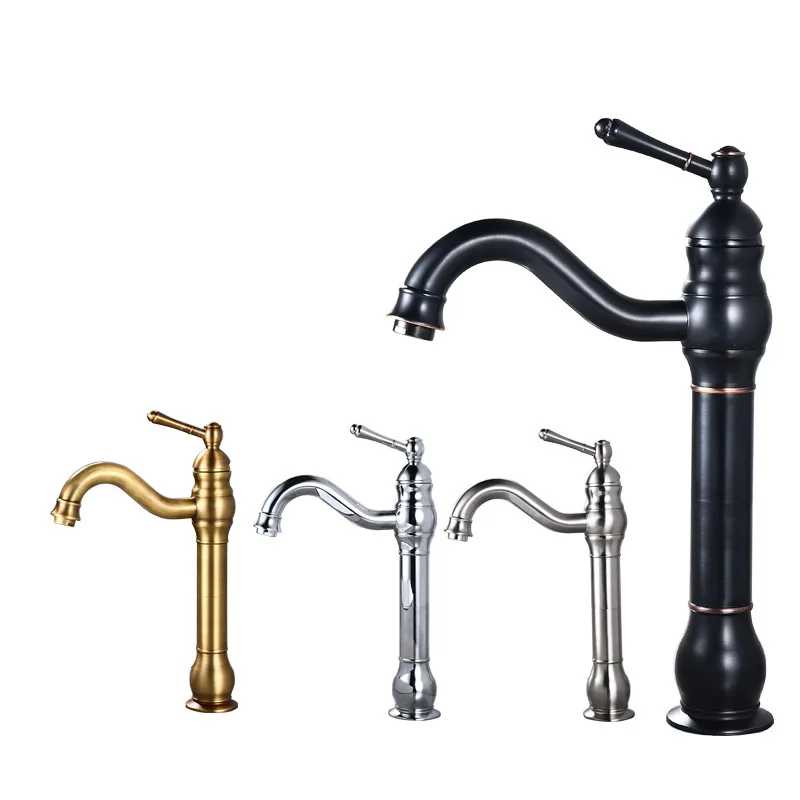 

Antique Brass Bathroom Basin Faucet Sink Single Hole Faucet Cold and Hot Water Tap High Quality and Durable Faucet