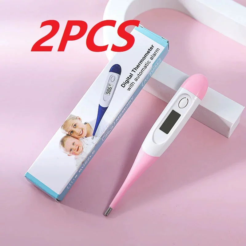 2PCS/SET Electronic Digital Thermometer Soft Head Home First Aid Kit Fever Baby Adult Head Oral Armpit Temperature Measurement