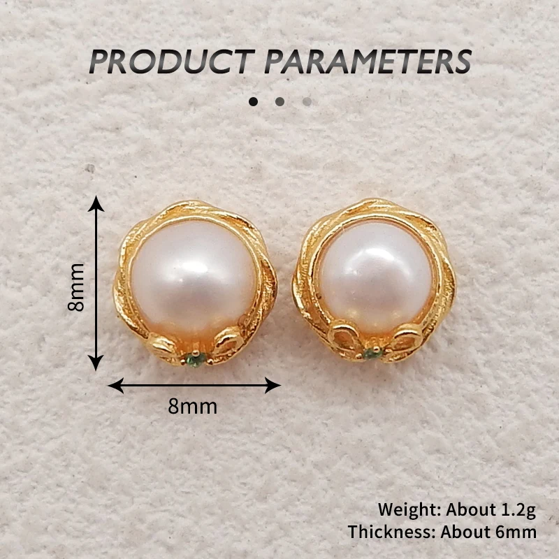 New Arrival Silver Gold Plated Natural High Quality MOP Gemstone Earrings Beads Jewelry DIY Making 8x6mm 1.2g