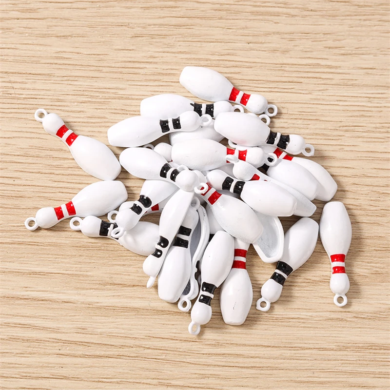 10 Stück 8x25mm lustige Emaille Sport Bowling Charms Anhänger für Schmuckherstellung Halsketten Ohrringe Armbänder DIY Bastelzubehör – Detail 9