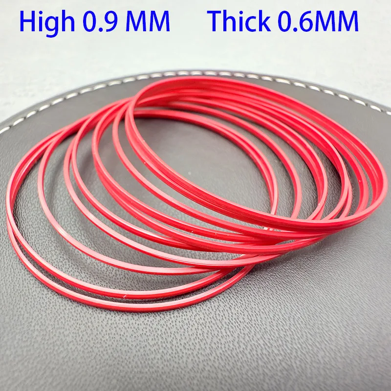 Rote Uhrenrückseite, wasserdichter O-Ring, dick, 0,6 mm Höhe, 0,9 mm Durchmesser, 25–40 mm, T013 T024, Uhrengehäuse, hintere Abdeckung, Dichtungsring-Teile – Detail 5