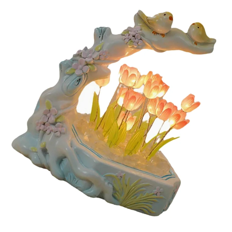 

ABMH-Тюльпан Ночник на батарейках Цветок тюльпана Настольная лампа Симпатичная имитация тюльпана Светодиодный ночник Прикроватный светильник ручной работы