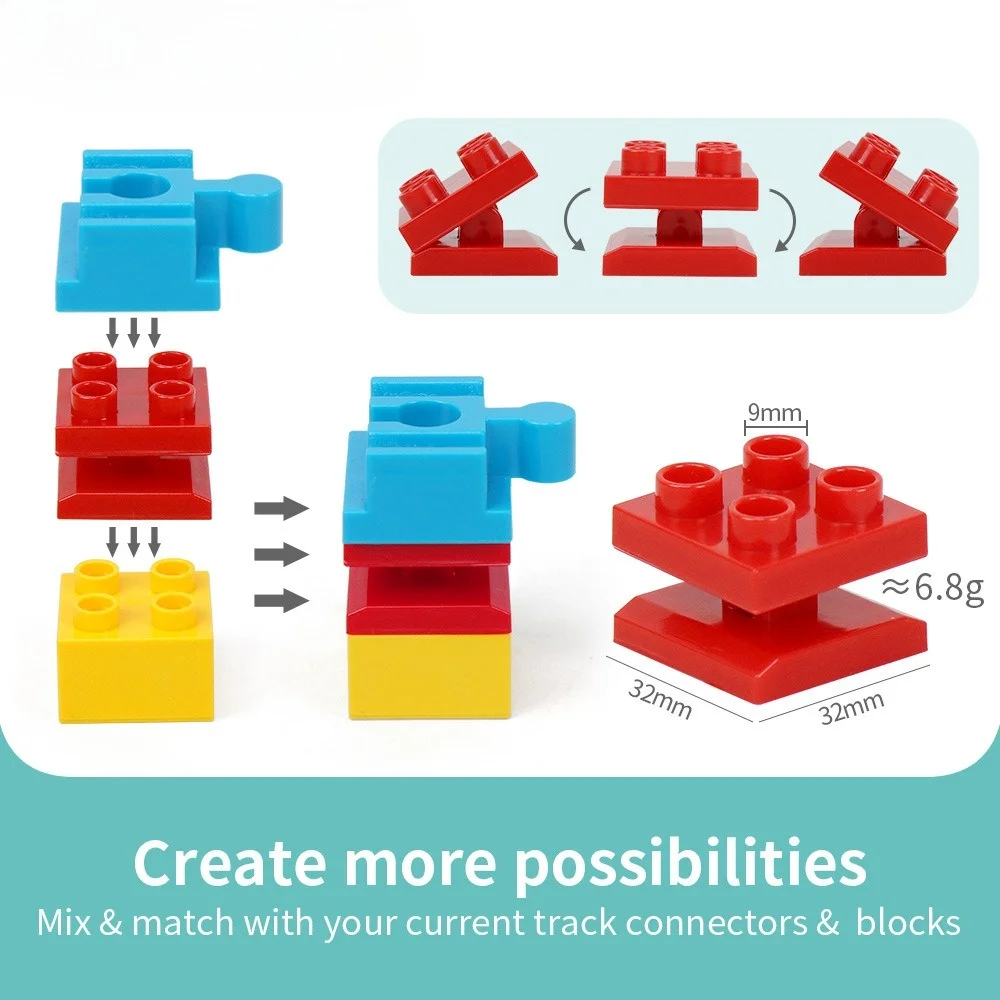 1/10pcs Universal Wooden Tracks Connectors Accessories Big Size Blocks Rotatable Connection Adapters Fit for Brand Train Tracks