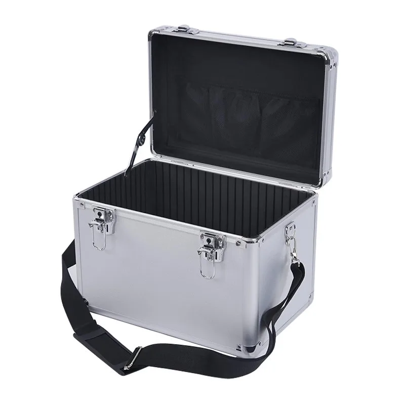 Hardware Toolbox Aluminum Alloy Large Storage Suitcase Shockproof Cotton Partition with Lock Pre Cut Foam Tool Organizer Box
