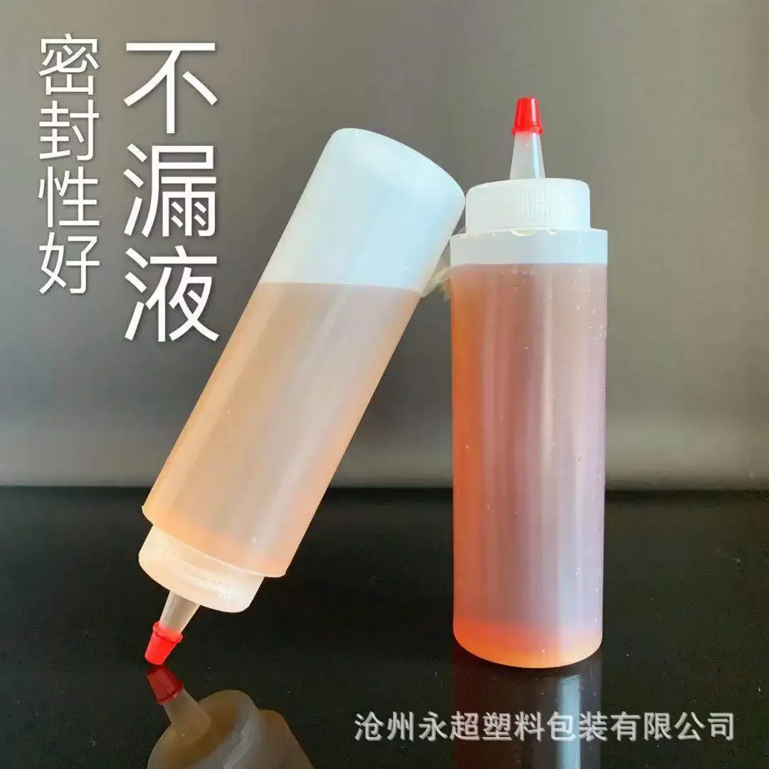 120/250/450ml Plastic Needle-nosed Scale Squeeze Bottle Squeezable Bottle with Leak-proof for Kitchen Salad Sauce Squeeze Bottle