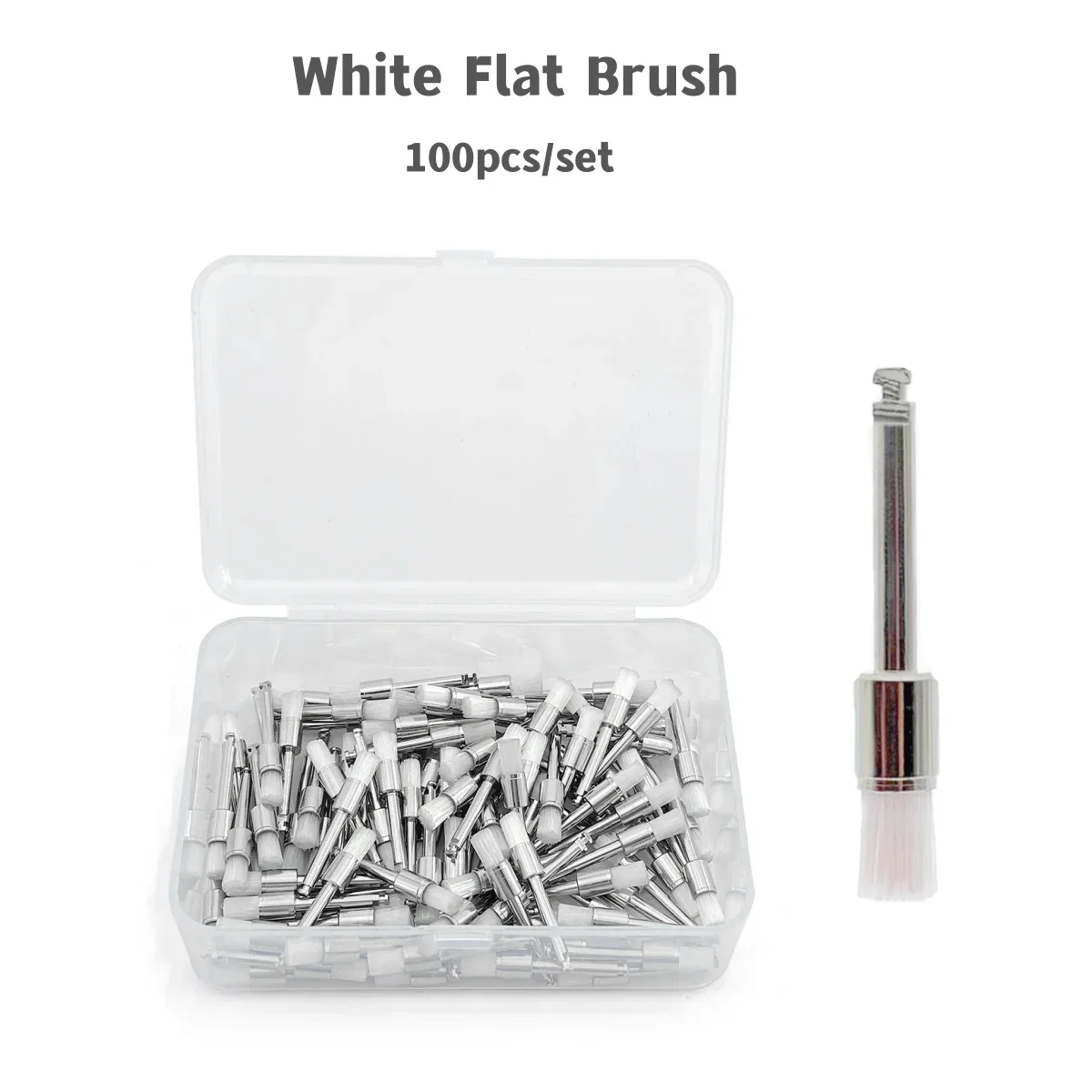 100pcs/box Disposable Nylon Polishing Brush Dental Polisher Brush Head Mixed color Cup brush Flat brush pointy brush