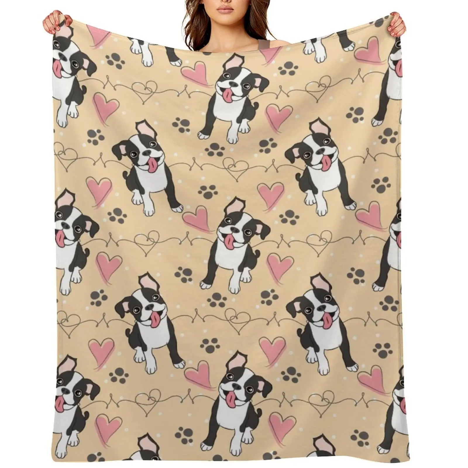 

LOVE Boston Terrier / Black 2 Throw Blanket Summer Beddings halloween blankets and throws decorative Blankets