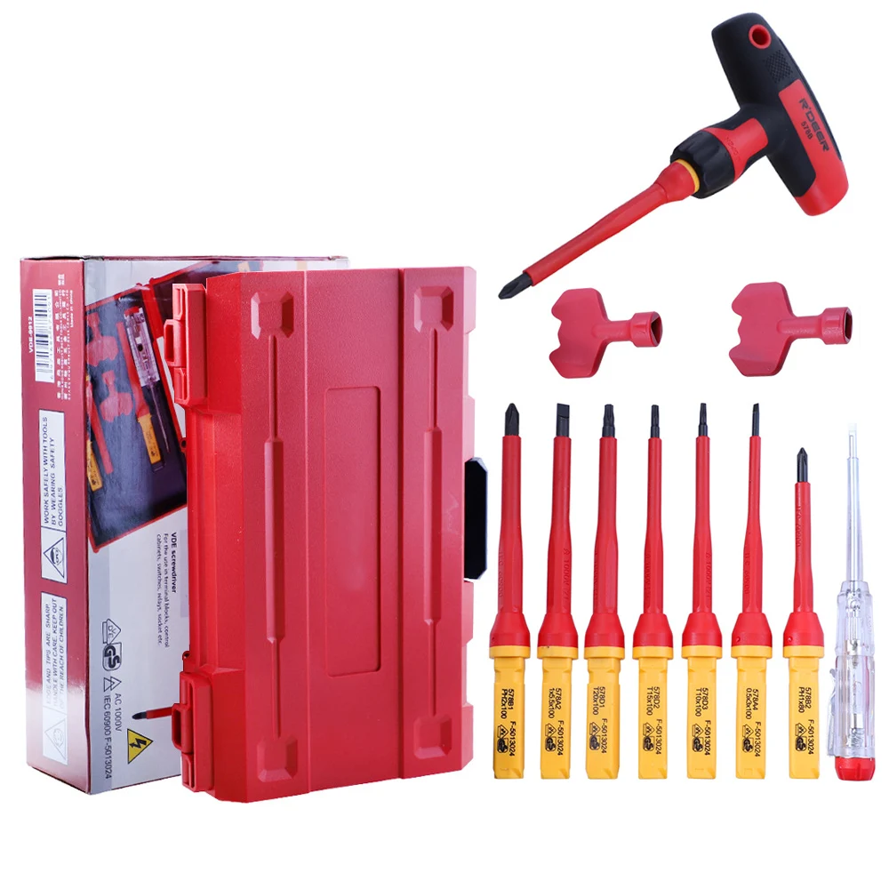 

12 In 1 Electrician Tool Kit Insulated Screwdriver Set 1000V Slotted Phillips Torx Magnetic Screwdriver Bit With T-shaped Handle