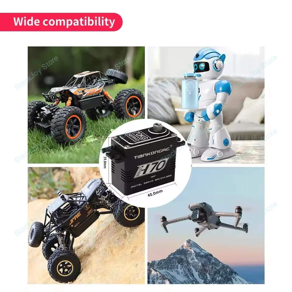 35kg-70kg High Torque Brushless Digital Servo Waterproof Metal Gear for 1/10 1/8 RC Cars Crawler Boat Airplane Robot IP67 Rated