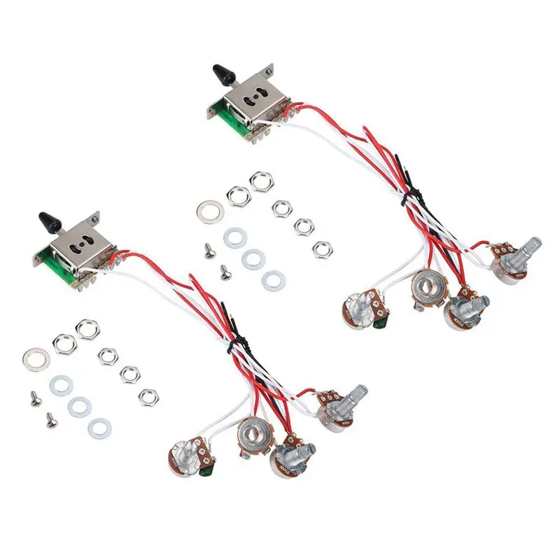 HOES-3X Pots For Guitar Prewired 1 Volume 2 Tone Control 5 Way Switch 3-500K Pot