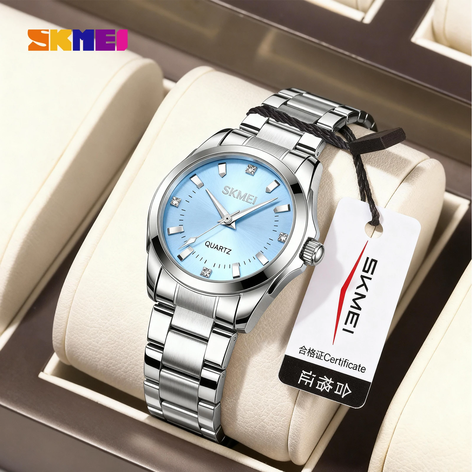 

SKMEI женские элегантные простые кварцевые часы, роскошные часы для женщин, модные часы для девочек, женские наручные часы из нержавеющей стали