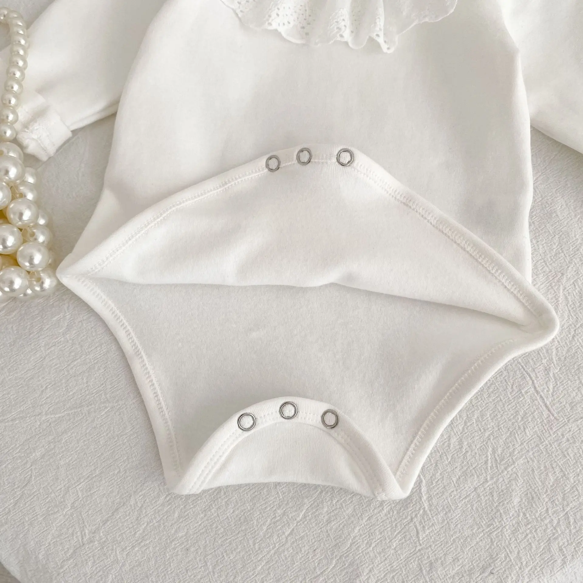 0-24M Herbst Baby Mädchen Romper Baby Mädchen Kleidung Kleinkind Neue Mädchen Spitze Kragen Strampler Baumwolle Weiß Infant baby Mädchen Overall – Detail 15