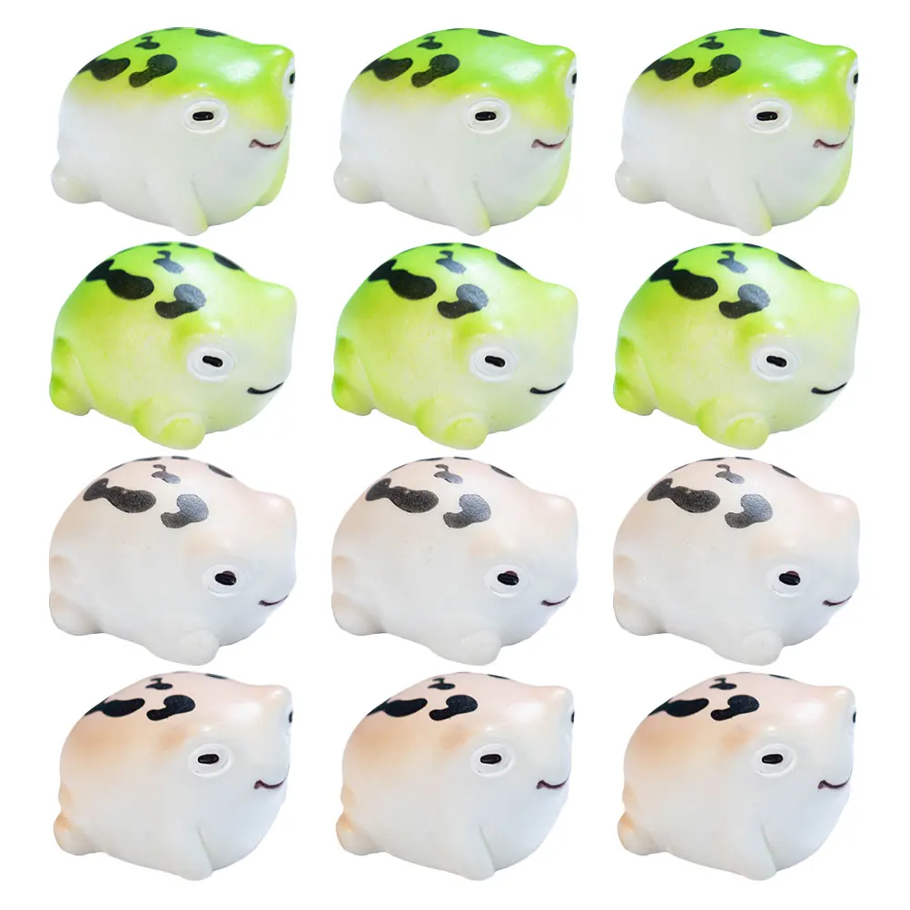 

12pcs Miniature Resin Frog Figurines Creative Desktop Pond Decoration Micro Landscape Statues Succulent Flower Pot Ornament For