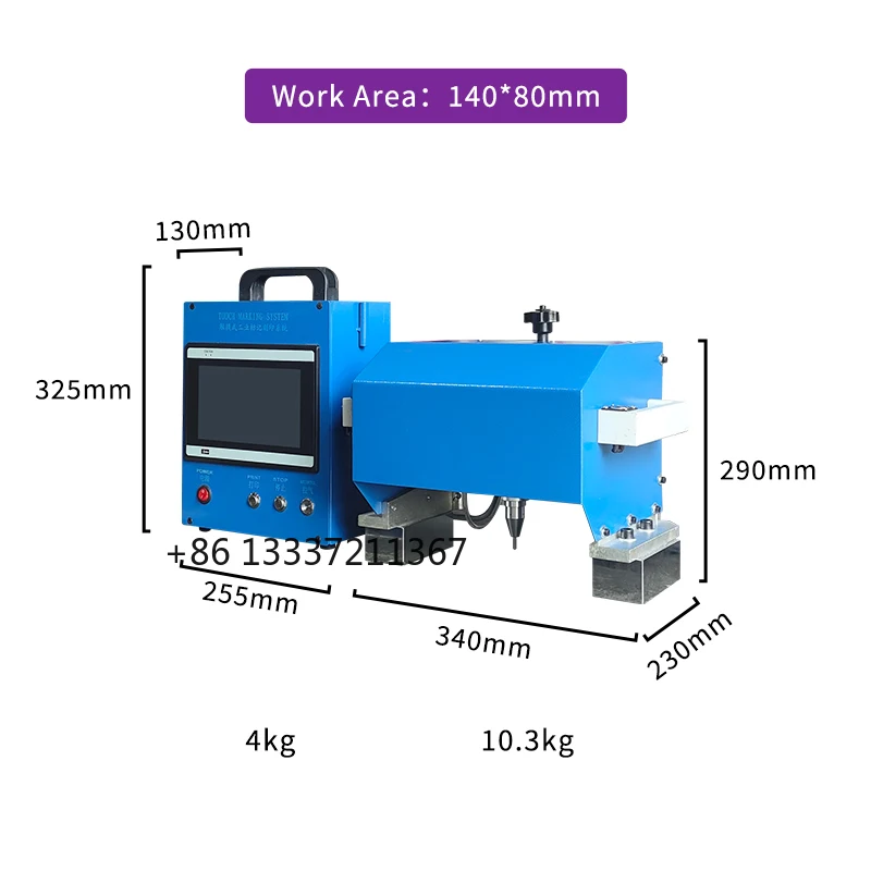 Portable Pneumatic Deep Marking Machine 1mm High Density Steel Plastic Scribe for Manufacturing Plant and Other Industries