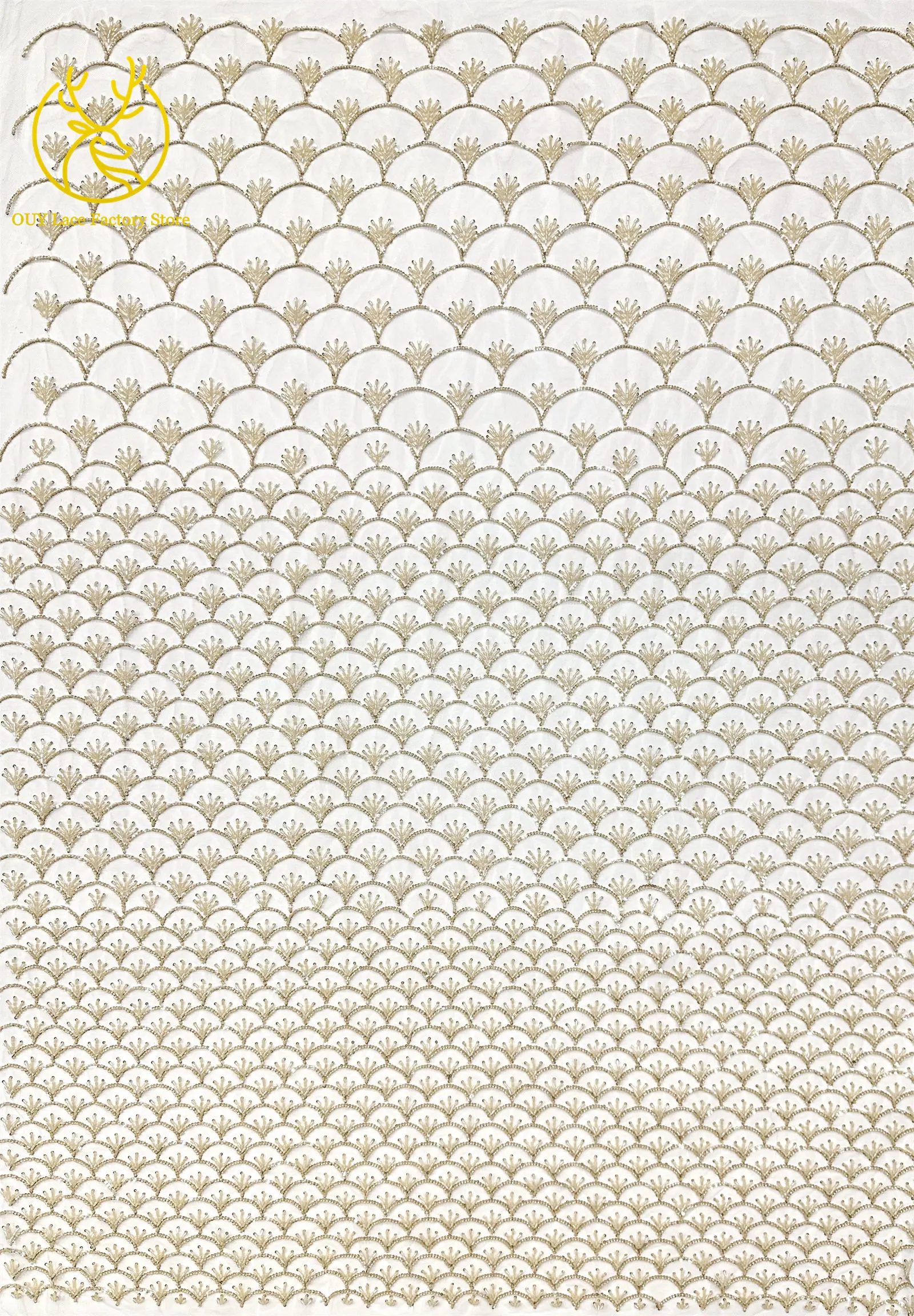Rosa Neues Design Handgefertigter Perlen-Spitzenstoff Französischer Hochzeitsstoff Nigerianischer Pailletten-Perlen-Stickerei Tüll-Spitzenstoff – Detail 6