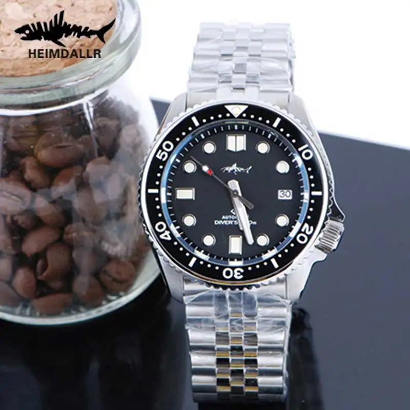 

HEIMDALLR SKX007 NH35 Automatic Mechanical Wristwatches Sapphire Jubilee Bracelet Luminous 200M Sharkey Diving Luxury Watch Men