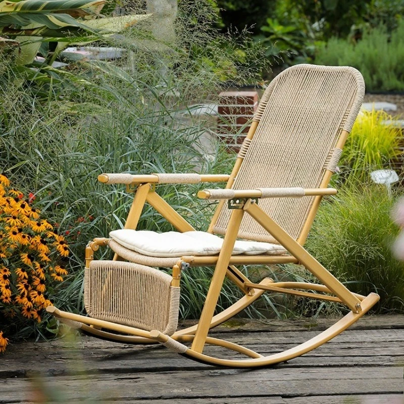

Rocking chair reclining chair folding chair lunch break balcony outdoor courtyard rattan chair lazy rocking chair sitting