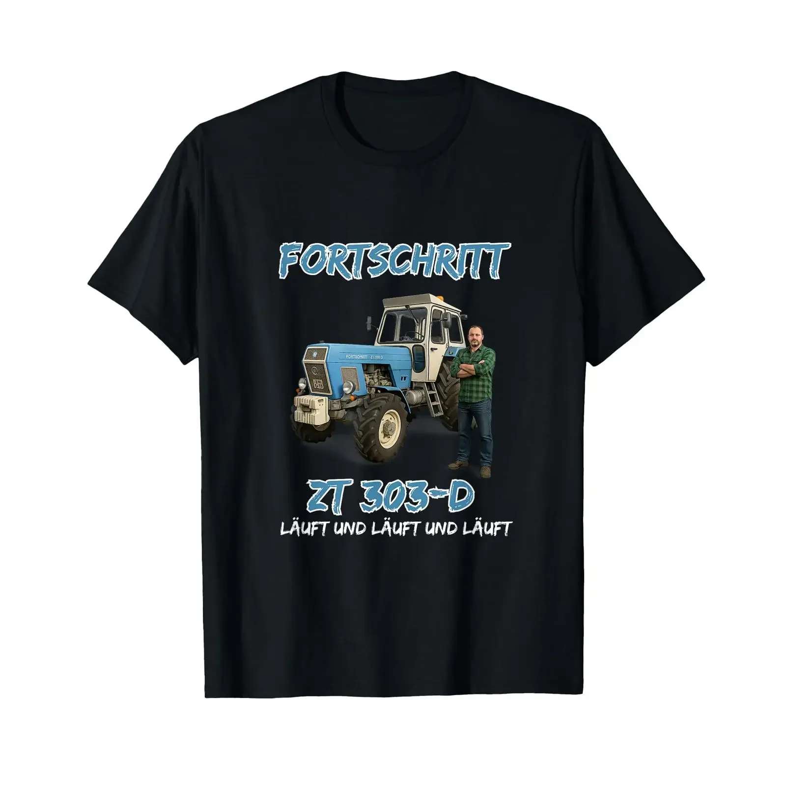 Fortschritt ZT 303 Tractor Runs and T Shirt vintage Washed Soft Stylish streetwear Unisex Versatile designer clothes