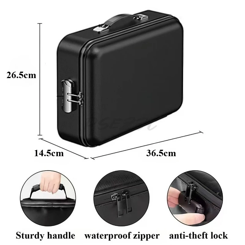 Multi Functional Fireproof and Waterproof File Storage and Organizing Bag Important Documents Anti-theft Zipper Box