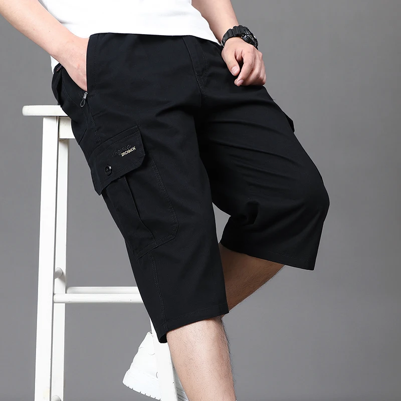 Men\'s Clothing Straight Casual Shorts Commute Daily Summer Solid Color Fashion Pockets Spliced Safari Style All-match Knee Pants