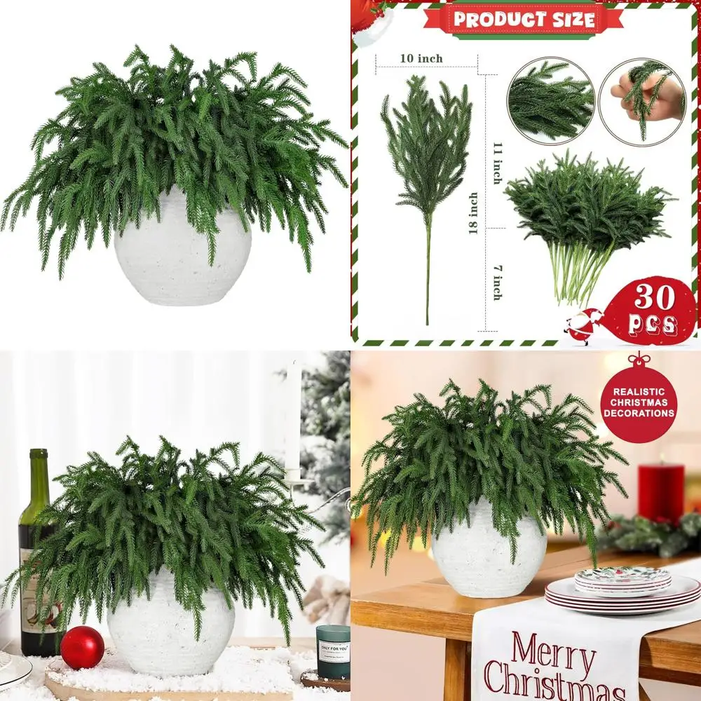 

Реалистичный набор сосновых ветвей из 30 предметов с мягкими гибкими стеблими для естественного опасного образа, идеально подходит для ваз, венков и Рождества G