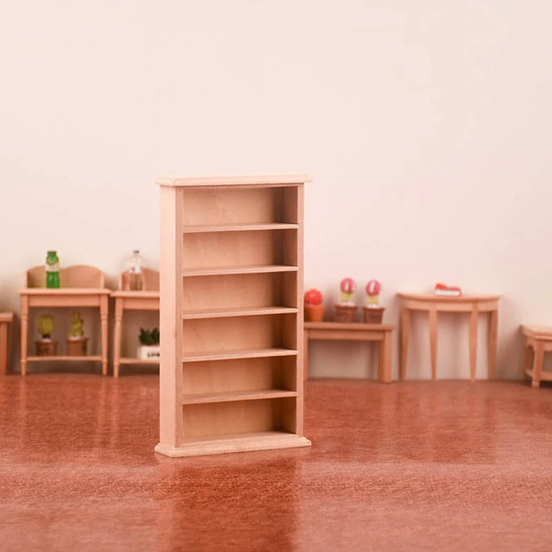 

1Pc 1:12 Dollhouse Miniature Furniture Wood Bookshelf Bookcase Cabinet Toy for Children's Dollhouse Decoration Accessories