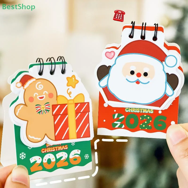 2026 Christmas Desk Calendar Mini Cartoon Cute Patterns Table Calendar Creative Desktop Decoration Daily Planning Small Monthly