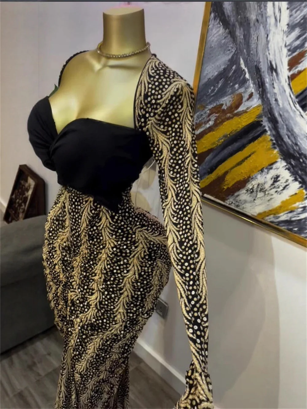 女性用セクシー長袖プリント入りギャザー入りボディコンマキシロングドレス2025ナイトクラブパーティードレスセレブリティバースデードレス