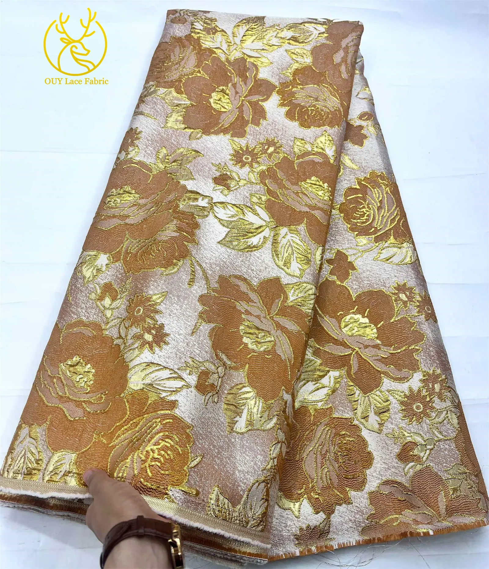 Großhandel afrikanischer Jacquard-Spitzenstoff 2026 Hochwertiger nigerianischer Spitzenstoff Damen-Partykleid-Nähmaterial 5 Yards – Detail 6